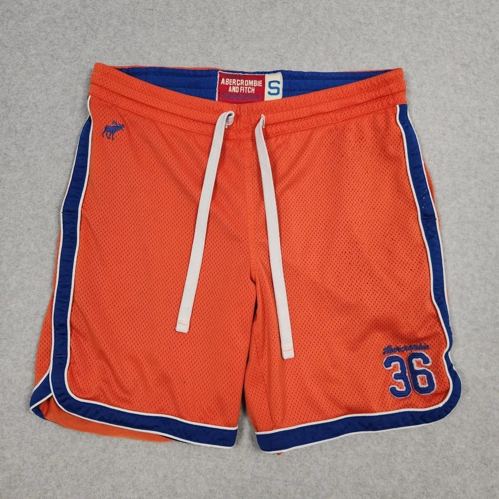 Vintage Abercrombie & Fitch Shorts Mens Small Orange Athlethic Basketball Mesh